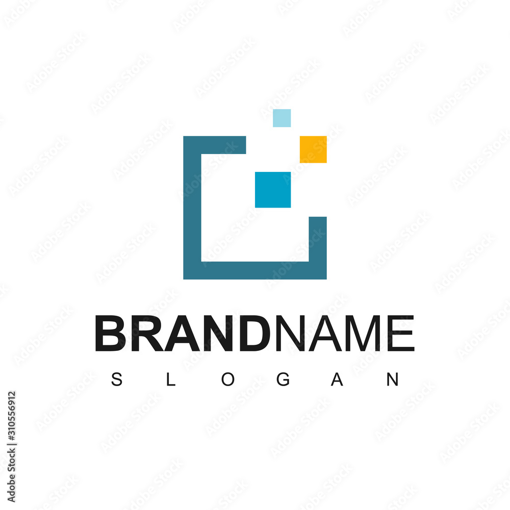Pixel Square, Technology Logo Design Inspiration Stock Vector | Adobe Stock