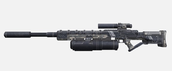 science fiction military laser gun.