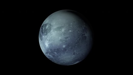 Poster - Computer generated rotation of the planet Pluto in cosmic stellar space. 3d rendering of an abstract background. Elements of this image are provided by NASA.