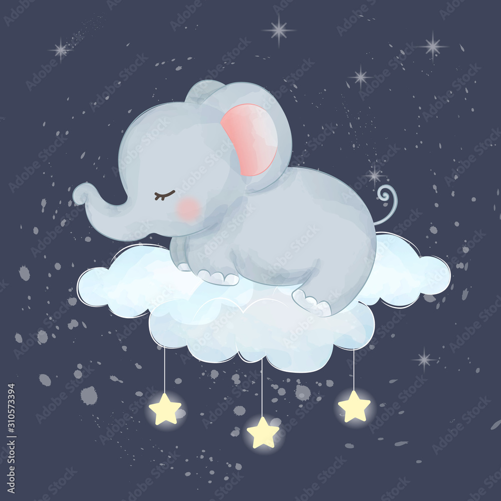 cute baby elephant sleeping Stock Vector | Adobe Stock