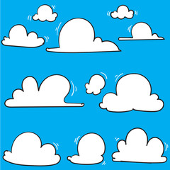 Wall Mural - hand drawn Clouds icon, vector illustration. Cloud symbol or logo, different clouds set doodle