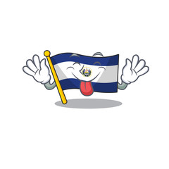 Wall Mural - Funny face flag el salvador Scroll mascot design with Tongue out