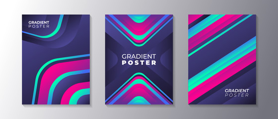 Wall Mural - Poster Design template with glow modern gradient, in dark background, can be used for book cover, flyer, brochure