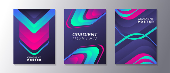 Wall Mural - Poster Design template with glow modern gradient, in dark background, can be used for book cover, flyer, brochure