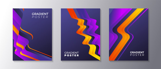 Wall Mural - Poster Design template with glow modern gradient, in dark background, can be used for book cover, flyer, brochure