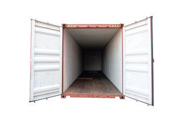 Wall Mural - Interior view of the container, open the door, import and export concept