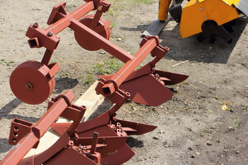 New modern external plow for two wheel walk-behind mini tractor, optional farming equipment