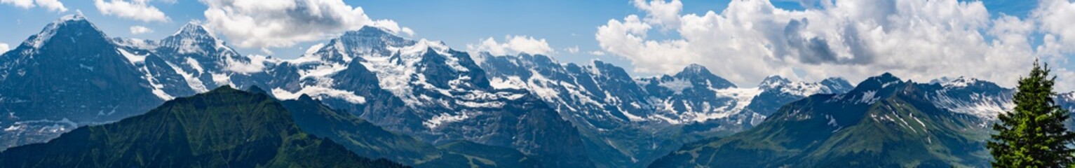  Switzerland, Panoramic view on snowy Alps from Schynige Platte