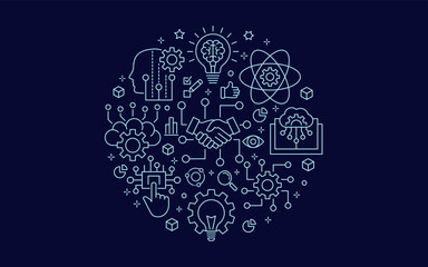 Aufkleber - artificial intelligence circle template icons. vector illustrations.