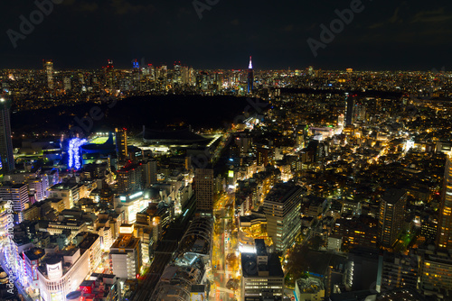 東京夜景 渋谷から望む 新宿高層ビル群と代々木公園 19年12月 Stock Photo Adobe Stock