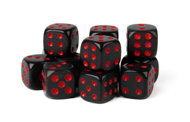 Stacked play dice isolated on white background