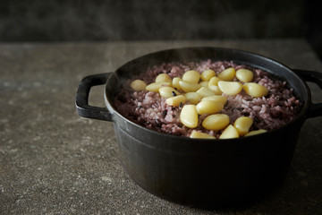 Wall Mural - Steamed red rice and garlic