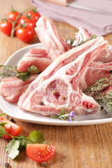 Wall Mural - raw lamb chop and ingredient