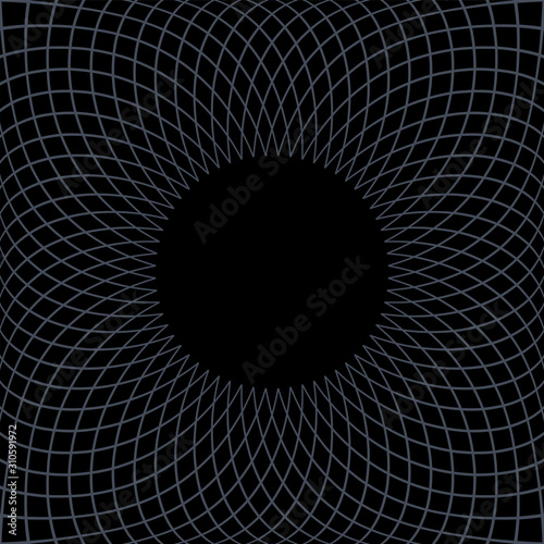 Circle  geometric frame. Black textured background.