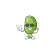 Cool and cool green beans character wearing black glasses