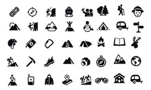 Mountaineering Icons Vector Design Black And White 