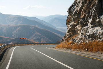 Wall Mural - Mountain road curve. Travel. transportation.