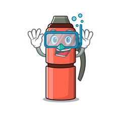 Wall Mural - cartoon Mascot featuring thermos bottle Scroll wearing Diving glasses