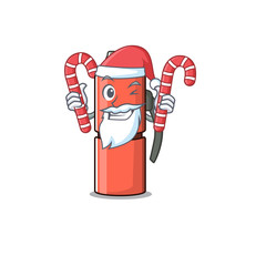 Poster - Happy thermos bottle Scroll Cartoon character in Santa with candy