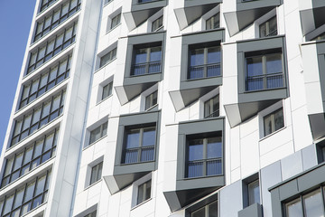 Modern apartment building with ventilated facade