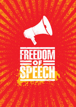 Freedom Of Speech. Inspiring Civil Rights Protest Megaphone Illustration On Textured Background.
