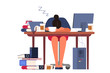 © inspiring.team - Exhausted businesswoman sleaping in the office putting her head on the desk.