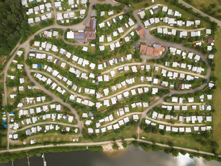 Wall Mural - Camping site with many static caravans from above
