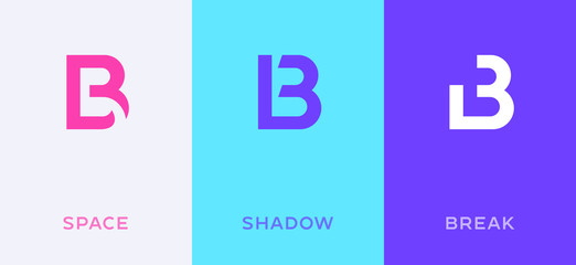 Leinwandbilder - Set of letter B minimal logo icon design template elements
