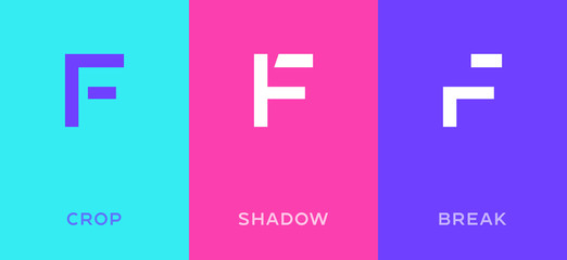 Leinwandbilder - Set of letter F minimal logo icon design template elements