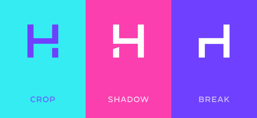 Leinwandbilder - Set of letter H minimal logo icon design template elements