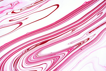 Bright pink marbling raster background. Liquid colorful waves minimalistic trendy illustration. Rose red and white abstract fluid art. Acrylic and oil paint flow creative contemporary backdrop.