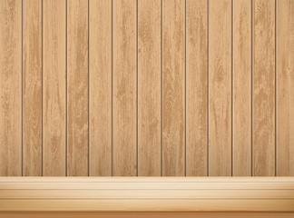 Wall Mural - Wooden empty shelf. Blank table or workbench.