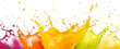 Leinwandbild Motiv collection of fruit juice colorful splashes isolated on white background.
