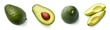 Leinwandbild Motiv Fresh whole, half and sliced avocado