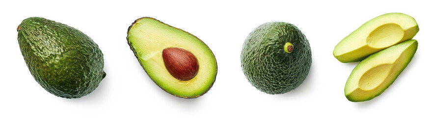 Poster - Fresh whole, half and sliced avocado