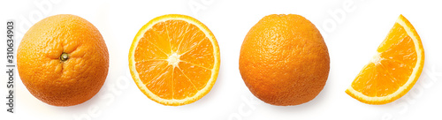 Fotografía Fresh whole, half and sliced orange