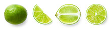 Fresh Whole, Half And Sliced Lime Fruit