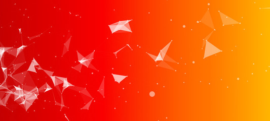 Wall Mural - Abstract Polygonal Space Orange Background with Connecting Dots and Lines | Network - Data Visualization Vector Illustration