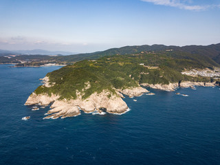 Sticker - The aerial view of Ashizuri-misaki in Kochi, Japan.