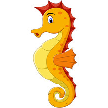 Cartoon Illustration Of Cute A Yellow Seahorse