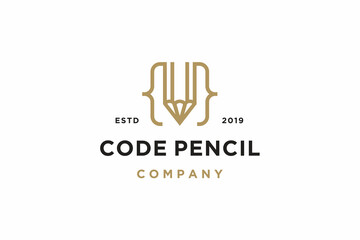 pen code smart education logo vector icon