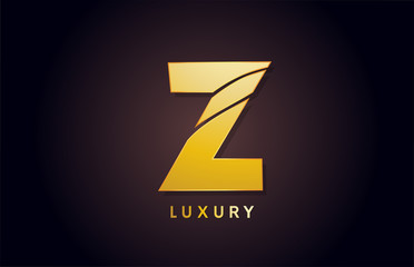 golden Z luxury alphabet letter logo design icon for business