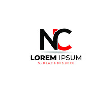 NC Modern Letter Logo Design With Red And Black Color