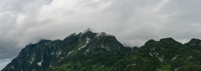 Panorama, Mountains, tropical forests and rain clouds in Northern, Thailand.(Chiang Dao Province)