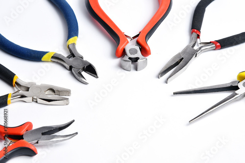 Set of different tools for crimping cables Tableau sur Toile