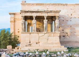 Wall Mural - Erechtheion temple with Caryatides porch in Acropolis of Athens in Greece