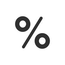 Percentage Or Percent Icon Sign Vector Symbol Isolated On White Flat Simple Black And White Pictogram Image
