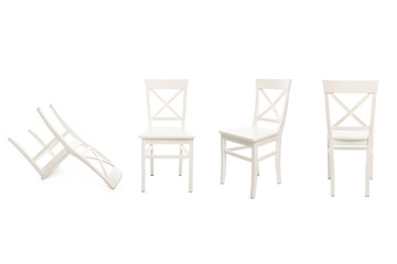 White wooden chairs isolated on white