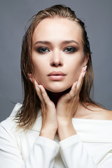 Wall Mural - sensual wet beautiful young woman