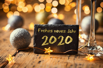 Wall Mural - happy new year 2020 - greeting card, german language - silvester party